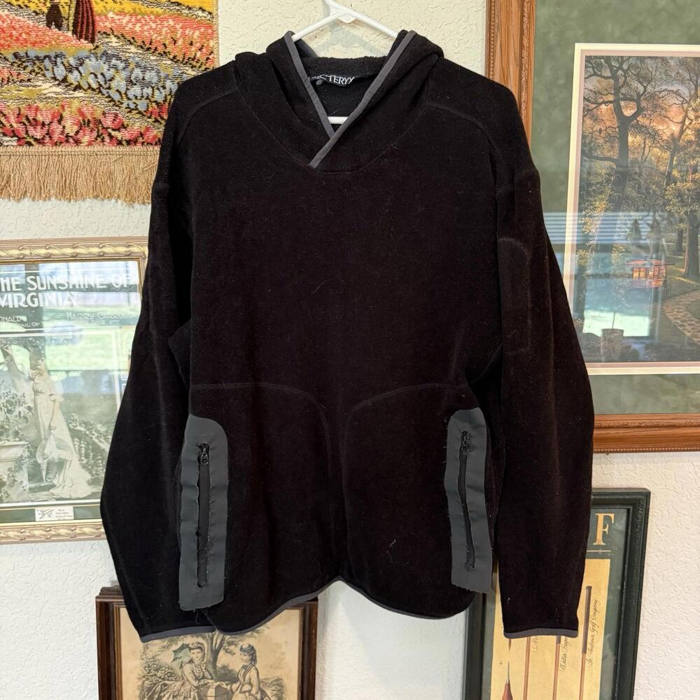 Vintage 90s RARE ARC'TERYX Covert Hoodie Canadian Made Fleece Black Size XL‎